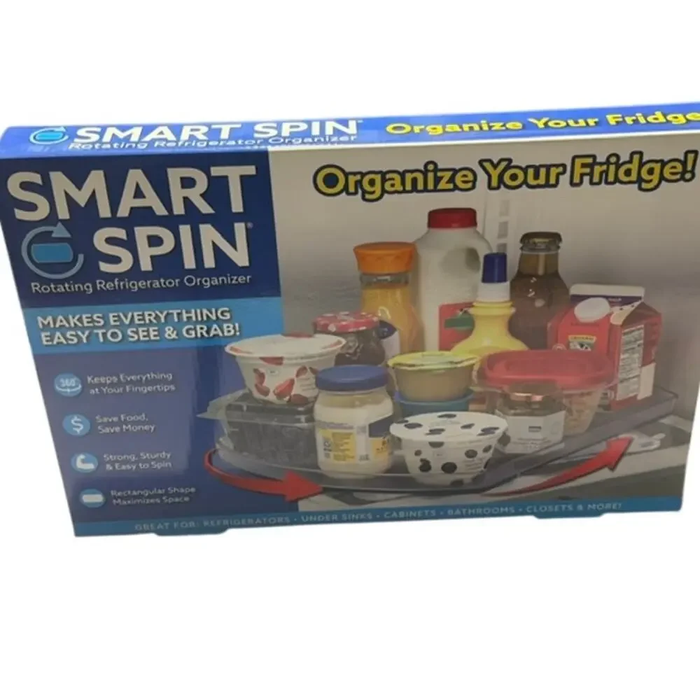 Smart Spin Lazy Susan Rotating Refrigerator Organizer Fridge Storage New